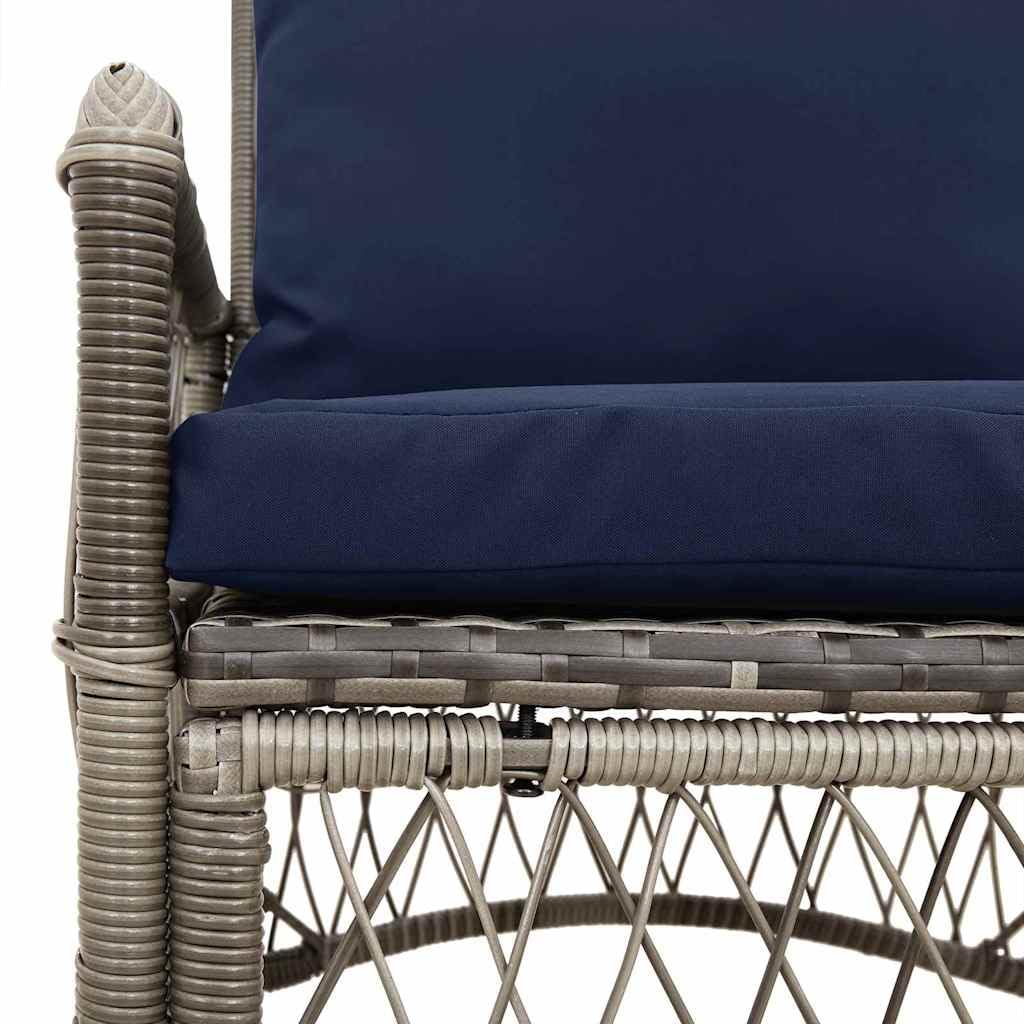 Générique Krzesło ogrodowe Polyrattan Szary 73 x 61 x 77 cm | Z poduszką zewnętrzną, stalowa rama malowana proszkowo, wygodne siedzisko, ergonomiczna konstrukcja