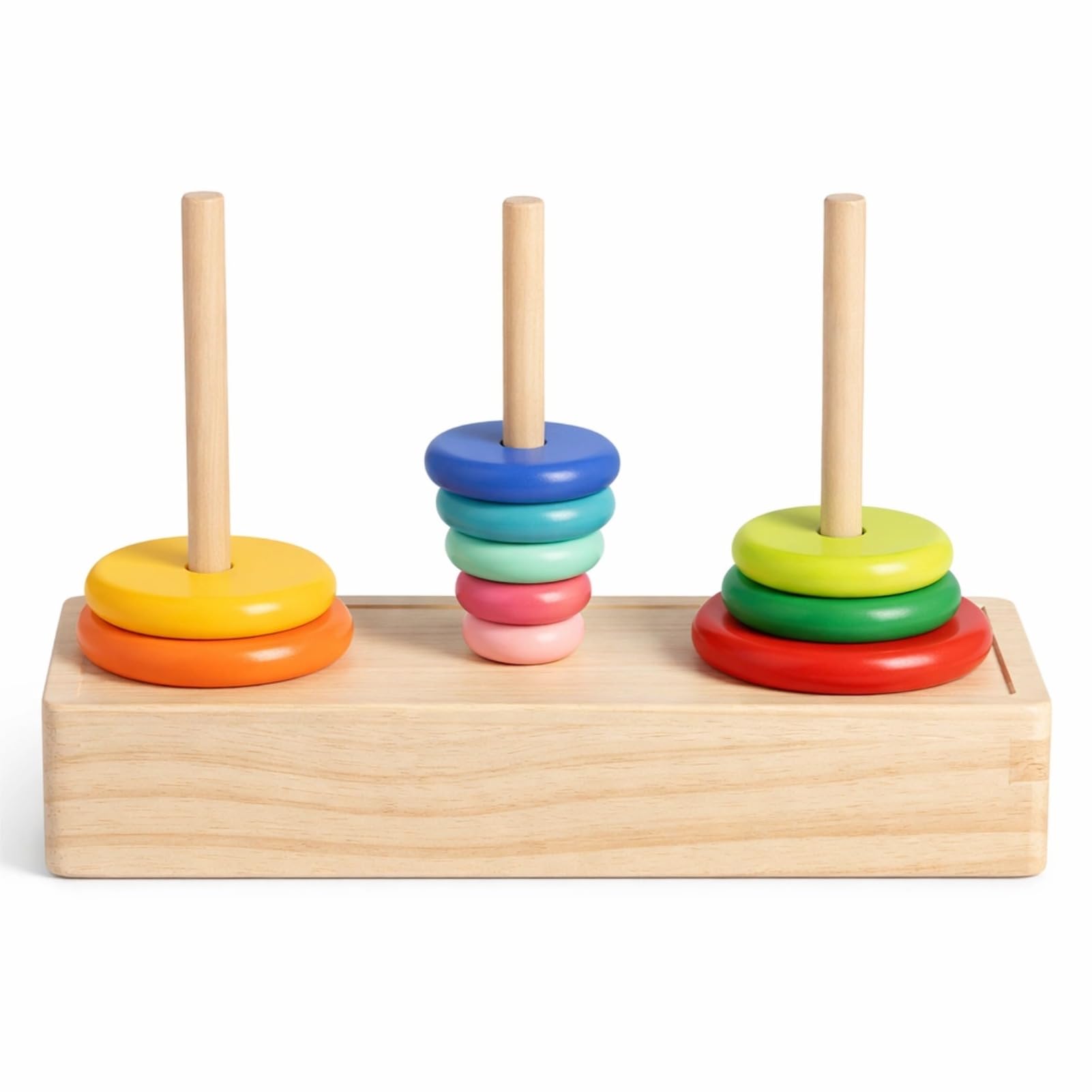 Logica Puzzles Art, Tour de Hanoï 10 Anneaux Puzzle Jouet Logique en Bois avec Boîte de Rangement pour Enfants de 5 Ans et Plus(Tour de Hanoï dans Une Grande boîte)
