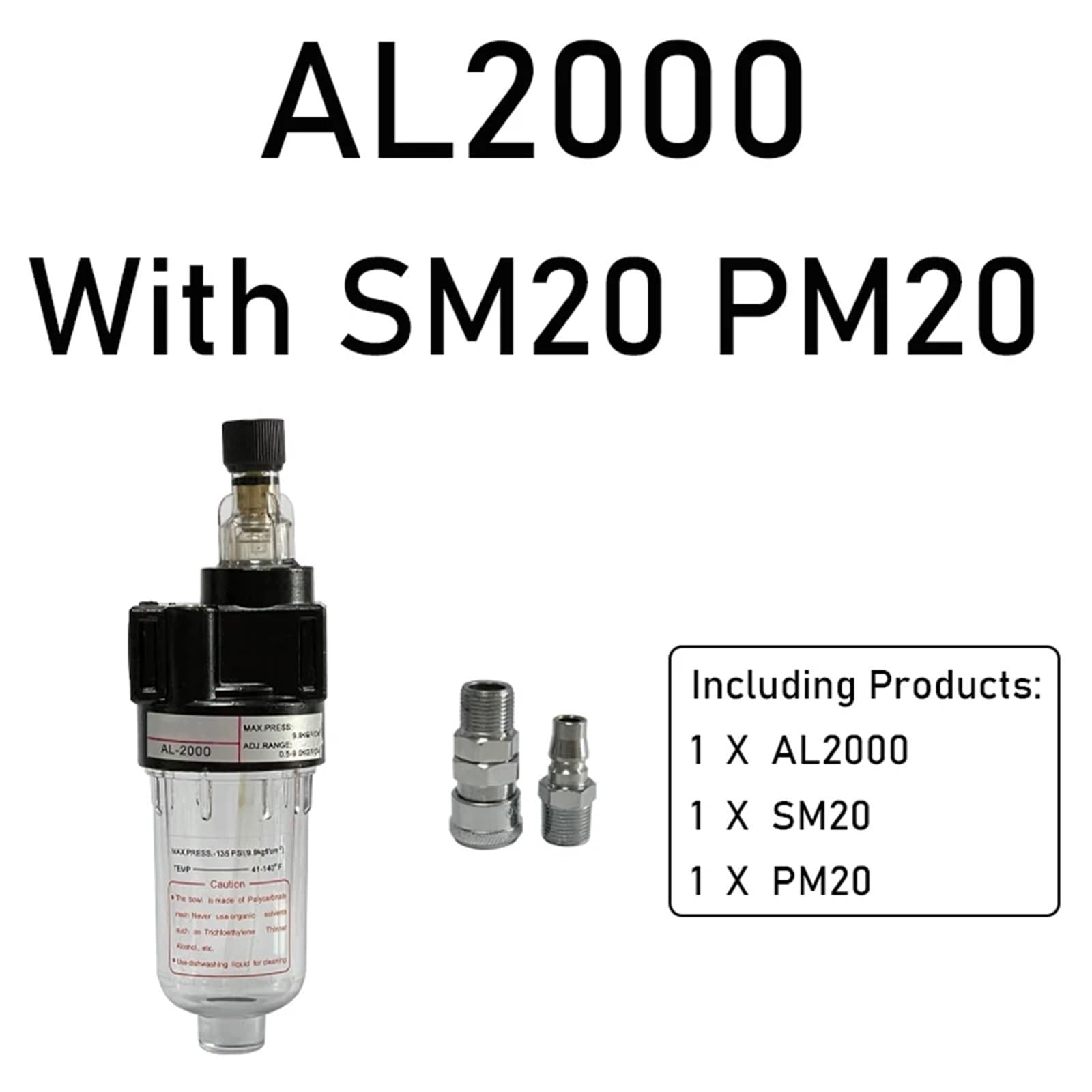 Zestaw 2 regulatorów smarowania AL2000, filtr sprężonego powietrza, sprężarka powietrza, reduktor ciśnienia 1/4" (z mocowaniem typu C)