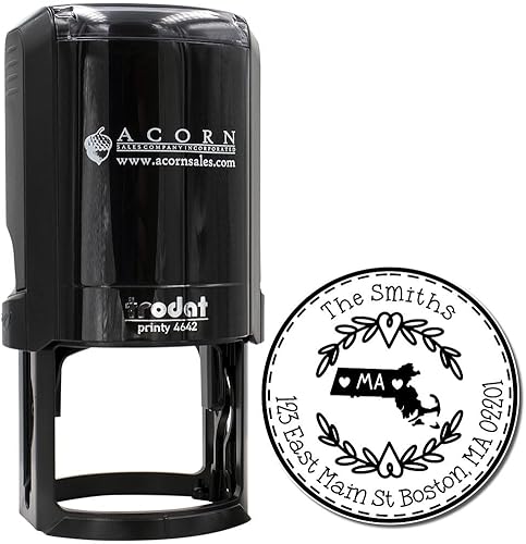 Miniatura 588 de Round State Love - Sello de dirección de devolución para Texas, uso con almohadilla de sello, mango de madera, sello de dirección de Texas