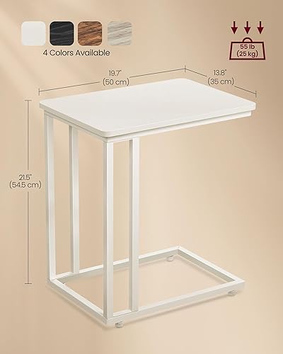 Miniatura 6 de VASAGLE Mesa auxiliar, bandeja de TV en forma de C con marco de metal, ruedas enrollables para café, laptop, tableta, mesa auxiliar industrial para