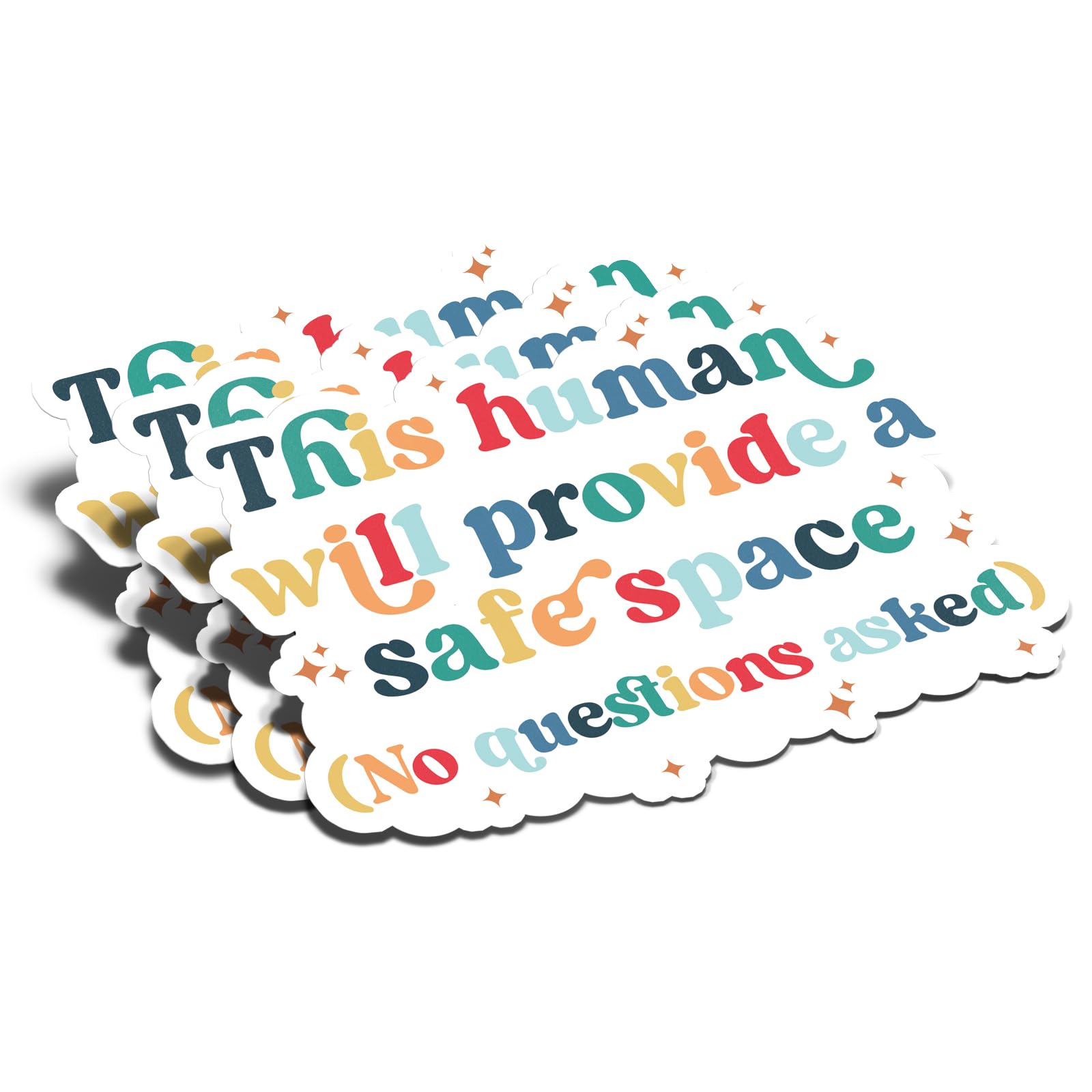 (3Pcs) This Human Will Provide a Safe Space Sticker LGBTQ+ Ally Decal Waterproof Vinyl Stickers Adult for Laptop Kindle Car Tumbler Water Bottle Mug