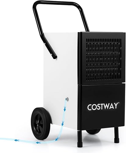 COSTWAY Deshumidificador comercial de 189 pintas con bomba, manguera de drenaje y ruedas de 3.3 pies, deshumidificador industrial para sótano,