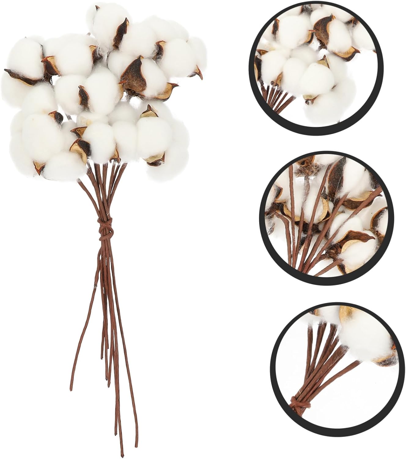 ABOOFAN Dried White Cotton Balls Branches Decor Cotton Stems for Christmas Wedding Home Photo Props