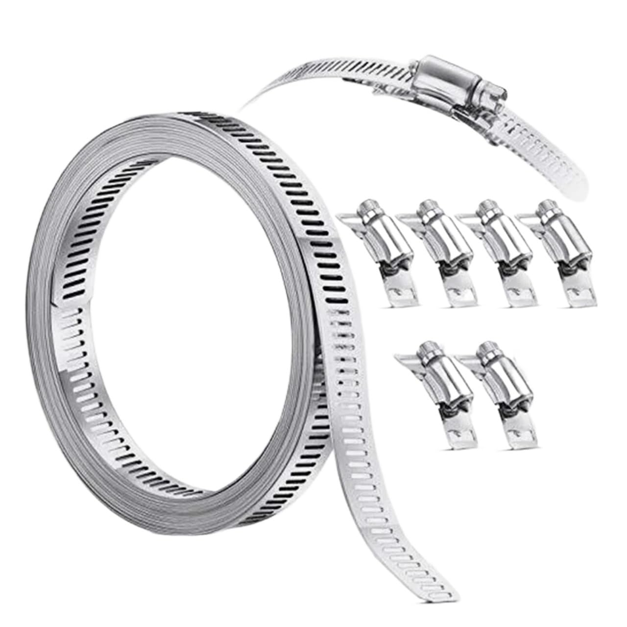 1set Adjustable Hose Clamps Worm Gear Stainless Steel Clamp with Fasteners Automobiles Accessories and for Tube