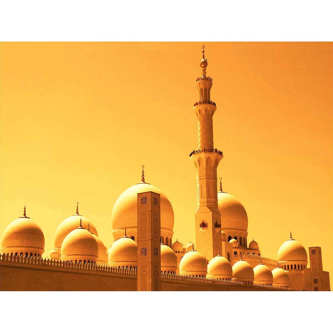 Wee Blue Coo Mosque Dubai Golden Art Print Poster Wall Decor 12X16 Inch