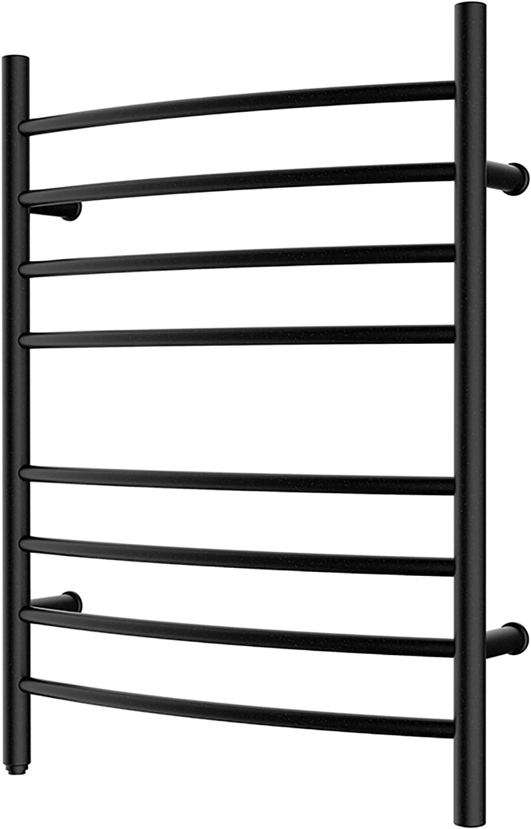 HEATGENE Towel Warmer 8 Bar Plug-in Curved Bath Towel Heater Towel Warmer for Bathroom Plug-in Drying Rack Matte Black