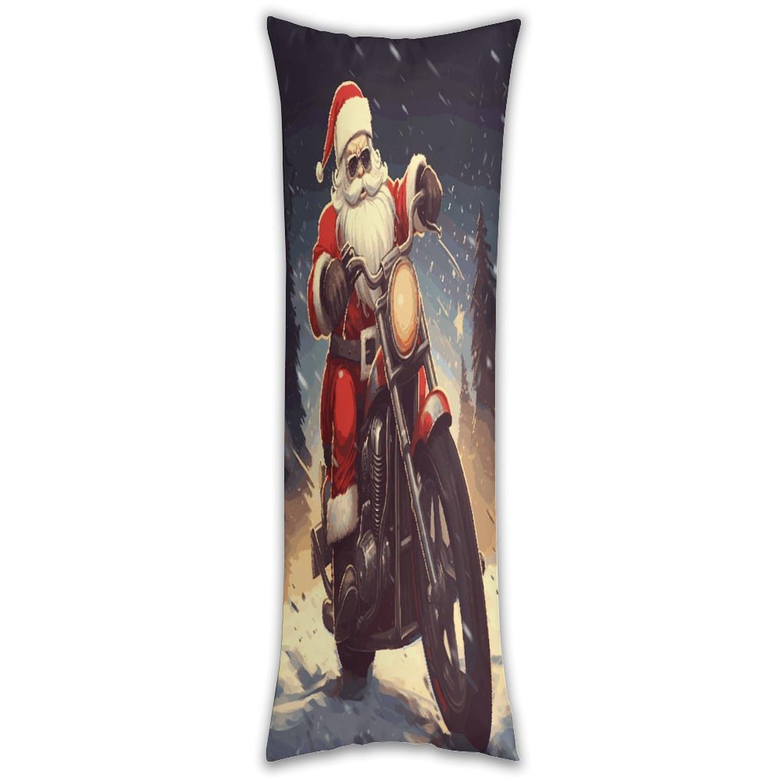 Santa Claus Biker Riding Long Pillow Case with Zipper Ultra Soft Microfiber Long Pillow Cover Breathable Body Pillow Protector Soft Wrinkle Pillowcase for Bed Sofa Bedroom 53 X 19 in