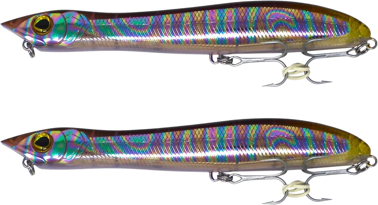 FISHZONE - 2 x KONICHI BASS DUDES Surface Hard Lures - 12cm / 16g - Specialist Distance Bass Lure - Two Marine VMC Treble Hooks Rear Mounted Rattle For Bass & Predatory Fishing (Petrol)