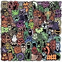 100 Pcs Halloween Stickers - Non Candy Treats for Kids, Halloween Party Favors Supplies, Classroom Prize, Indoor Decorations, Trick or Treat Alternatives for Goody Bags Laptop Water Bottles Journal