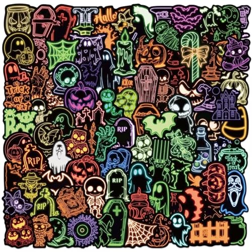 100 Pcs Halloween Stickers - Non Candy Treats for Teens Halloween Party Favors Supplies Prize Indoor Decorations Trick or Treat Alternatives for Goody Bags Laptop Water Bottles Journal