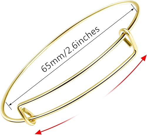 Miniatura 2 de UPINS 60 pulseras extensibles de alambre ajustable en blanco pulseras para mujeres DIY joyería fabricación, Metal Alambre de acero,