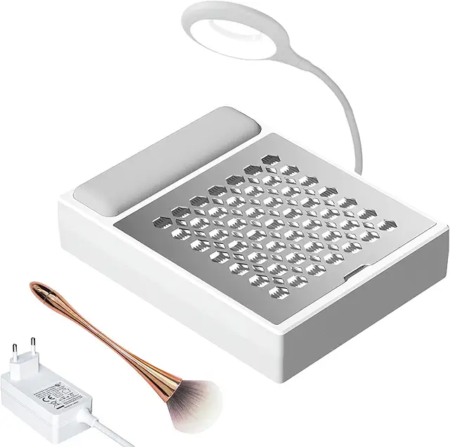 Professional Nail Dust Extractor with Filter & LED Light - Silent Nail Vacuum for Studio & Home