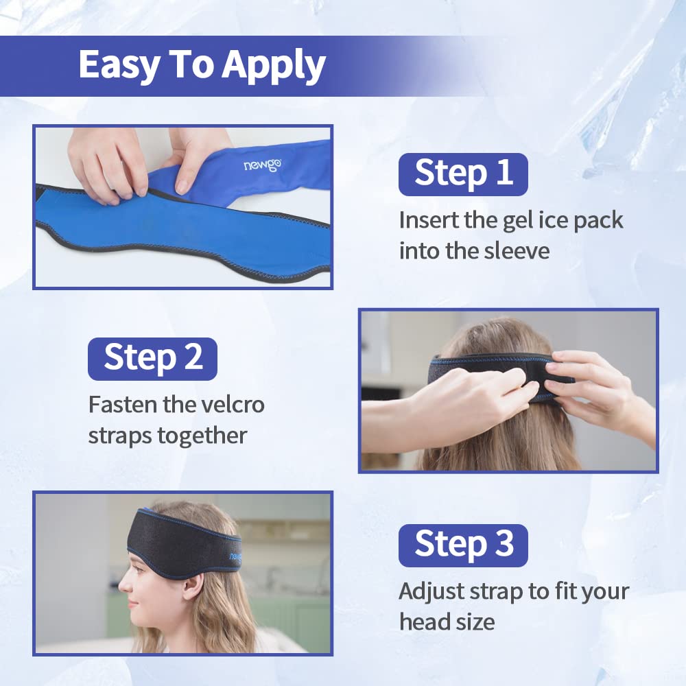 NEWGO® Migraine Relief Ice Pack for Head, Hot Cold Compress Gel Ice