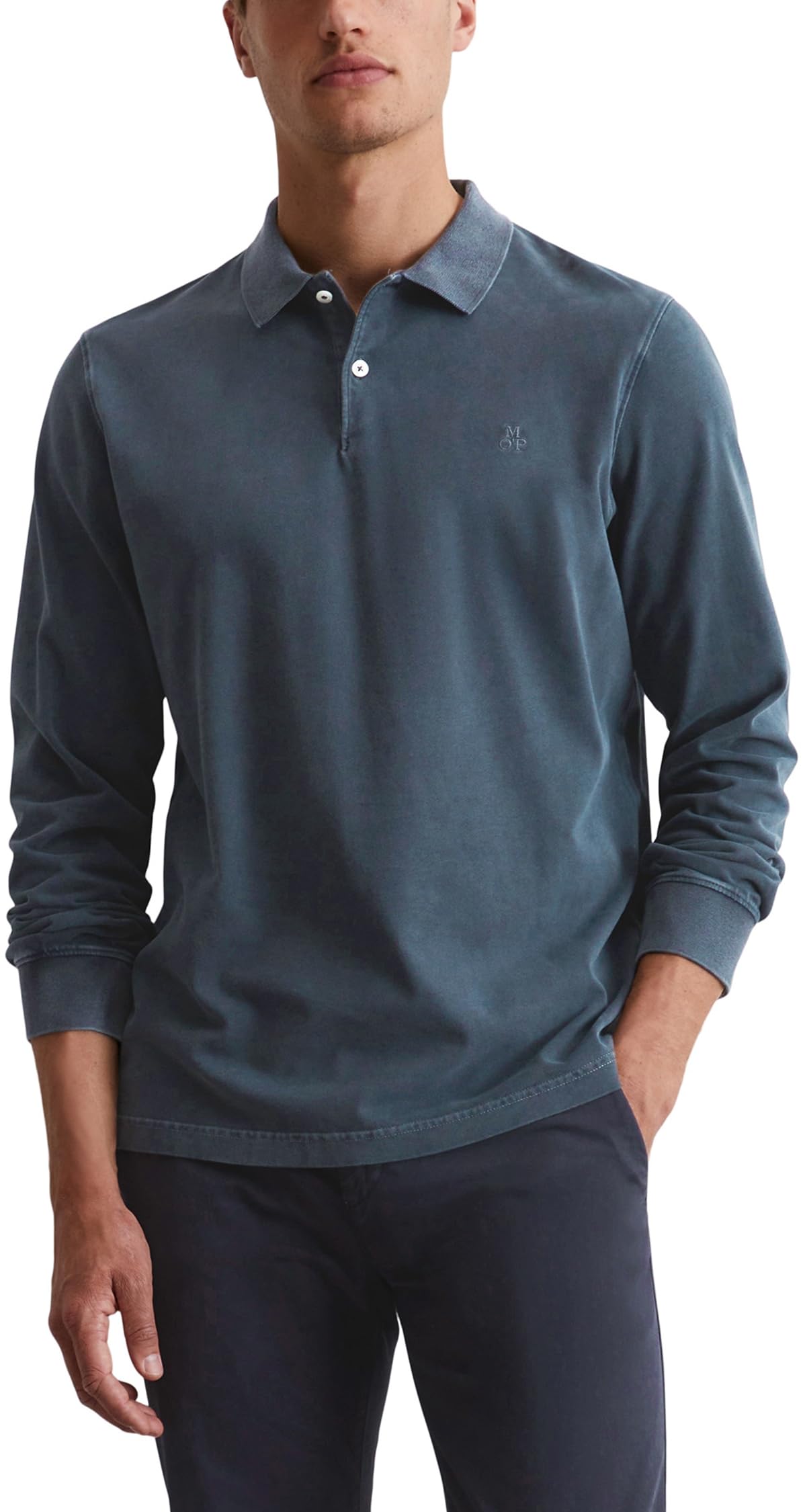 Marc O'Polo Herren Langarm-Poloshirt aus Bio-Baumwolle Regular Fit