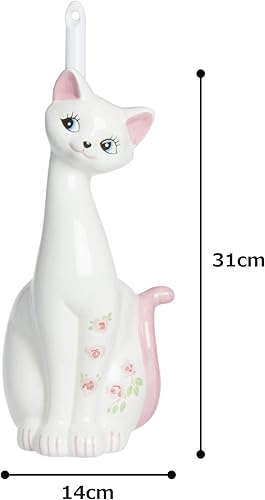 Miniatura 7 de Sunart SAN1708 Cute Miscelaneous Goods Lovely Pottery Cat - Escobilla de inodoro con escobilla de baño, 5.1 pulgadas (5.1 in) de ancho, color rosa