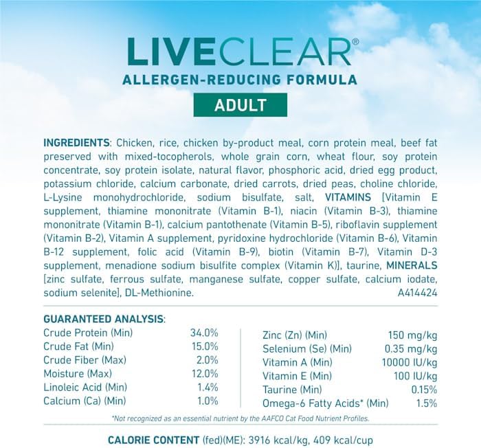 Purina ONE, LiveClear Allergen-Reducing Dry Cat Food with Real Chicken, 102.4 Ounce