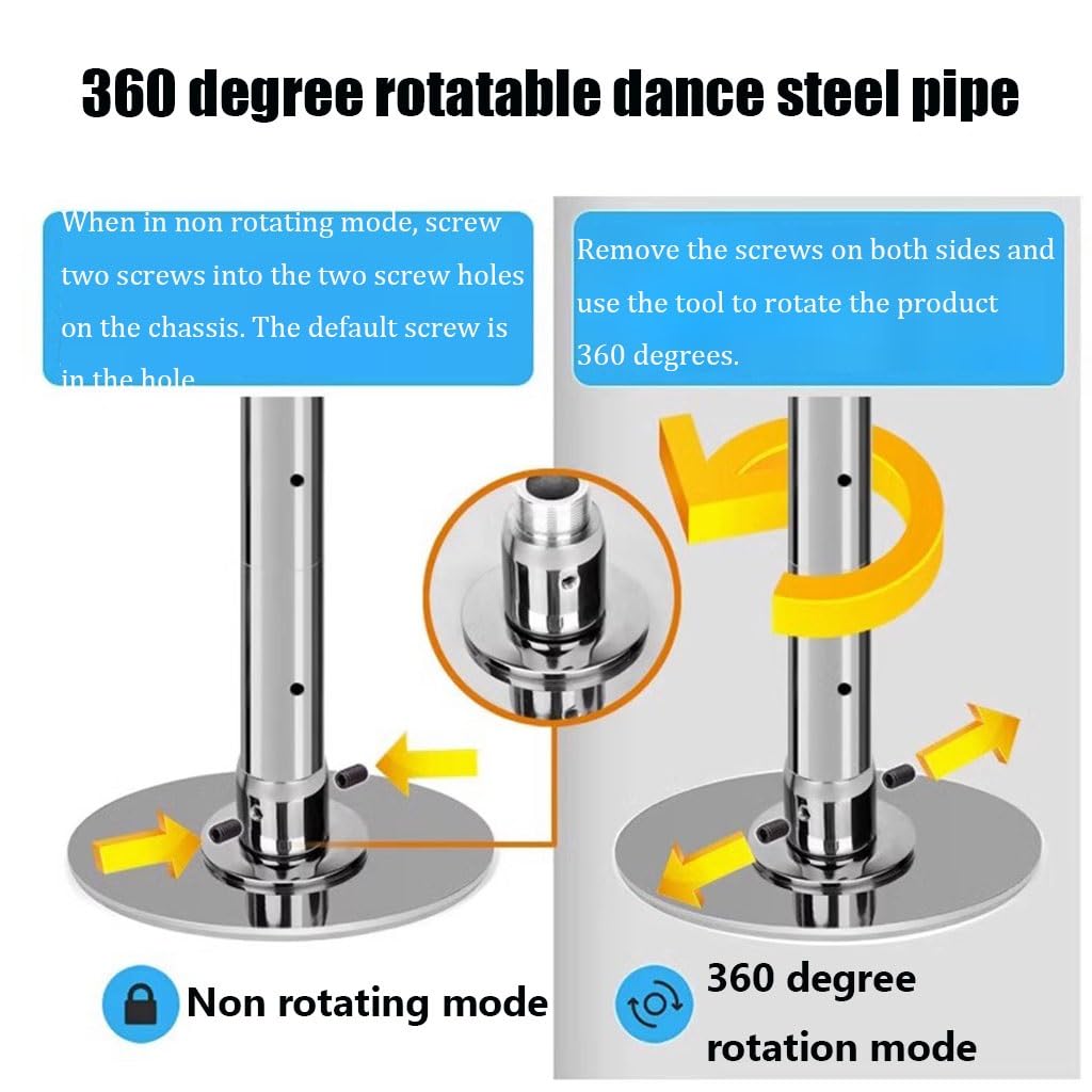 Pole Dance Stange Für Tanzräume im Haushalt ist kein Bohren von Tanzstangen, 45 mm abnehmbarer Stahlstangenstange und statisch rotierender Tanzstange erforderlich ( Color : Silver , Size : 311-324cm )