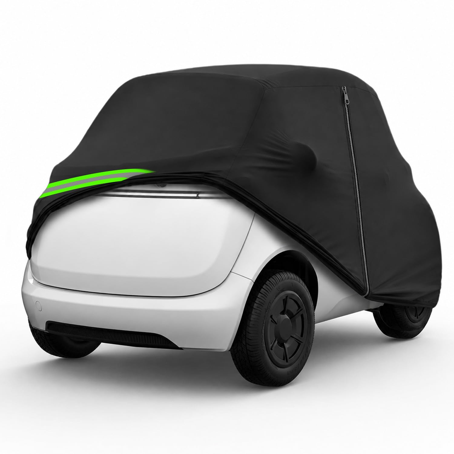 Autoabdeckung für Microlino 2022-2025 Microlino, 210D Verdickte Und Baumwollgefütterte wasserdichte Ganzgarage Für Microlino, Elastischer Rand + Windschutz-Befestigungsbänder