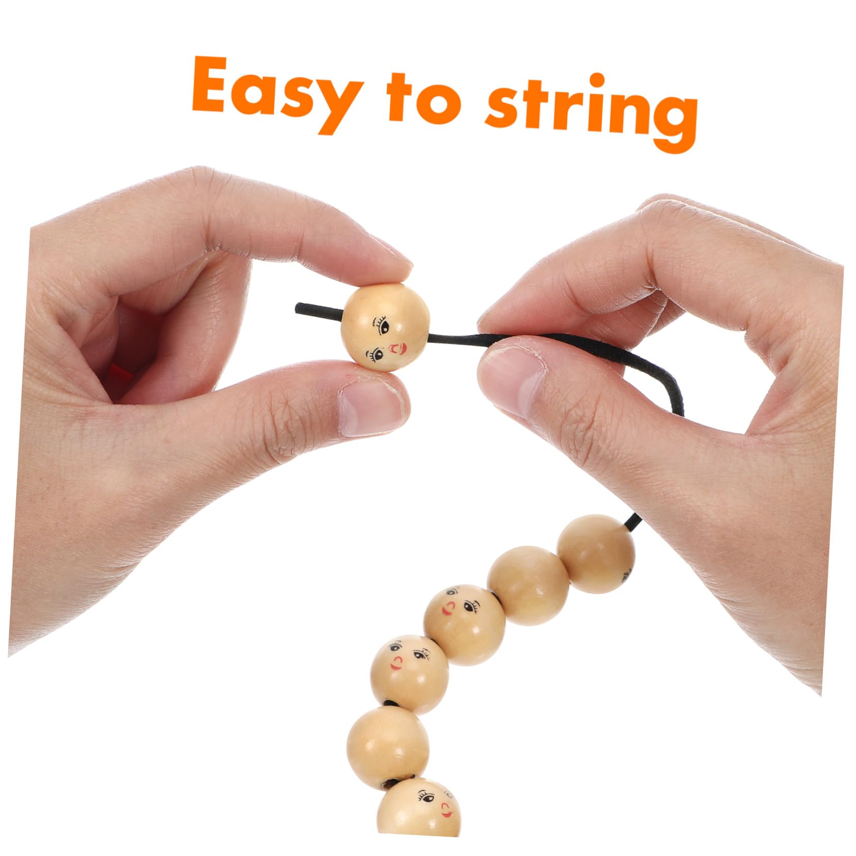 Cuentas Color Caqui de Madera Redondas con Cara Sonriente 50 Material Sintético para Hacer Pulseras Ideales para Manualidades y DIY
