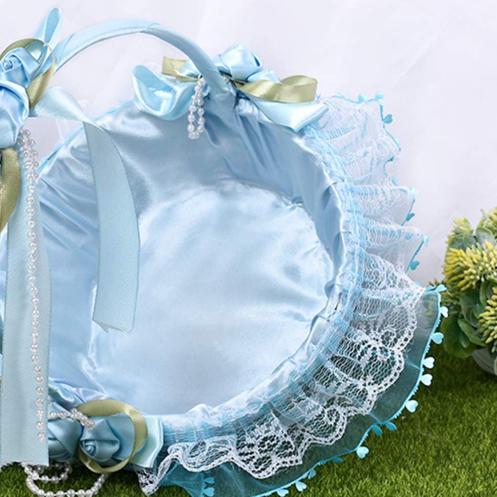Blumenkorb für Hochzeit, Blau, aus Stoff, für Kinder
