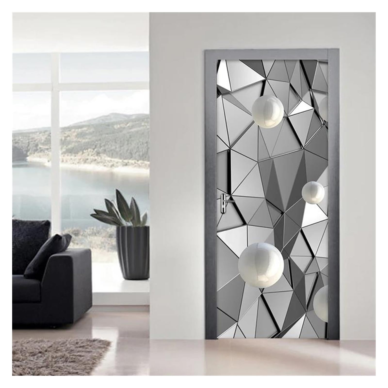 Papier peint de porte DIY pour créer un bureau d'étude moderne et calme