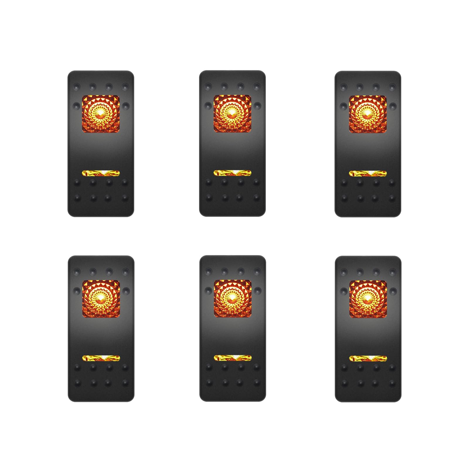 6 Pack Dual Orange Lens Marine Boat Rocker Switch Cover Cap Replacement for Carling Actuator/Rocker Switch Dashboard, with Switch Sticker Label