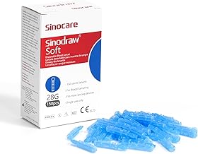 150pcs Low Pain Sensitivity Blood Glucose Meter Hands Needles for Blood Glucose Meters, Uric Acid, Blood Ketones and Cholesterol sinocare Lancing Sterile 28G