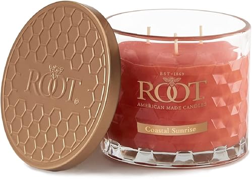 Miniatura 1 de Root Candles Vela perfumada de mezcla de cera de abeja de larga duración, hecha en los Estados Unidos, 12 onzas, 3 mechas, Coastal Sunrise