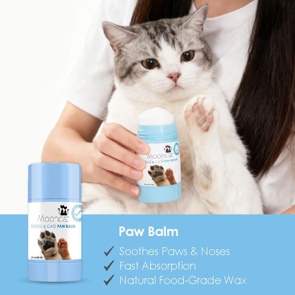 Mooncat Waterless Cat Shampoo & Grooming Kit - Dry Shampoo Foam, Soft Brush, Paw Balm, Dental Finger Wipes & Chin Cleaner - Lick Safe No Rinse Bath, Breath & Skin Care Essentials for Cats & Kittens