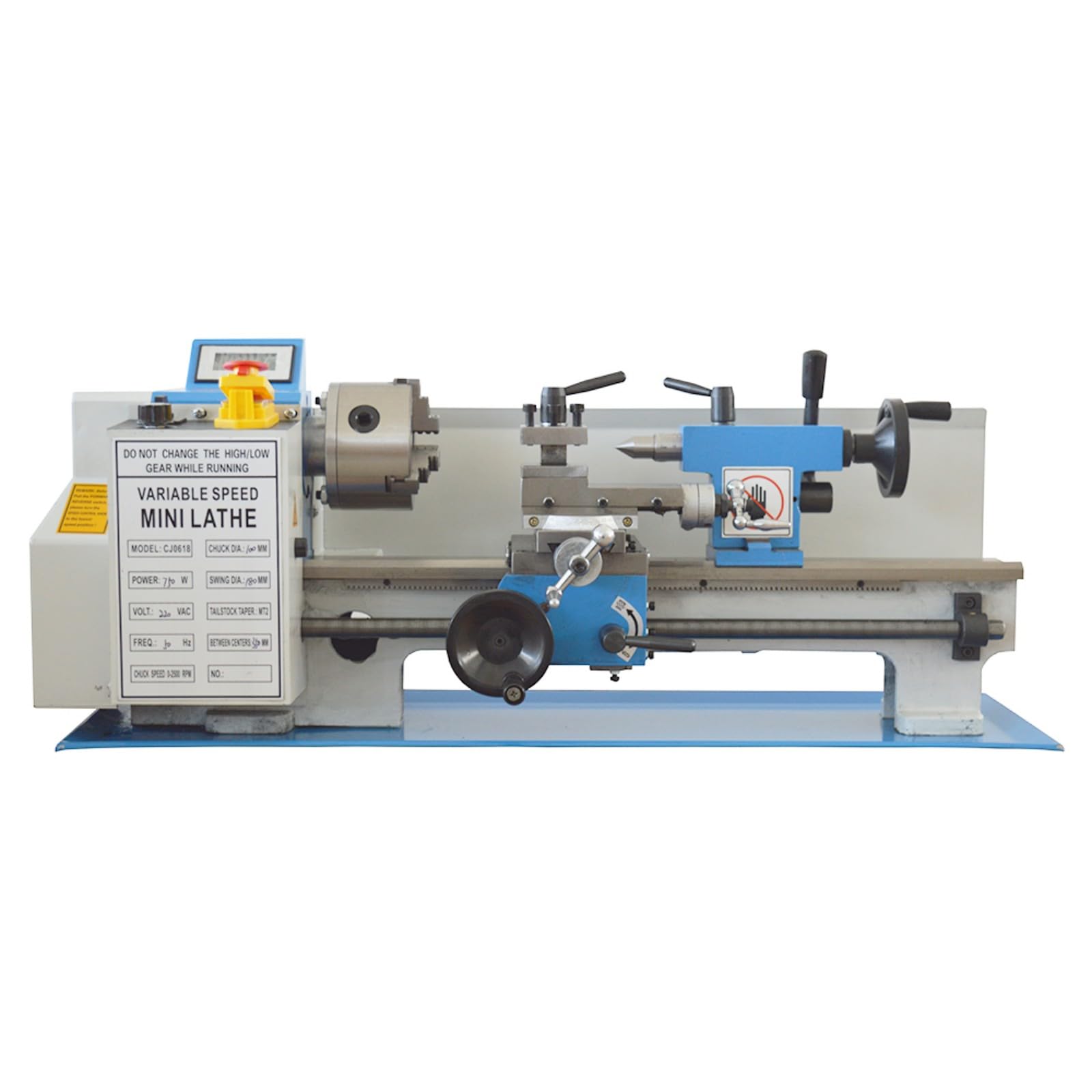 BEILOCKERY Mini Metal Lathe CJ0618 Metric Thread 750W Benchtop Precision Metal Wood Horizontal Lathe 0-2500rpm Variable Speed 7