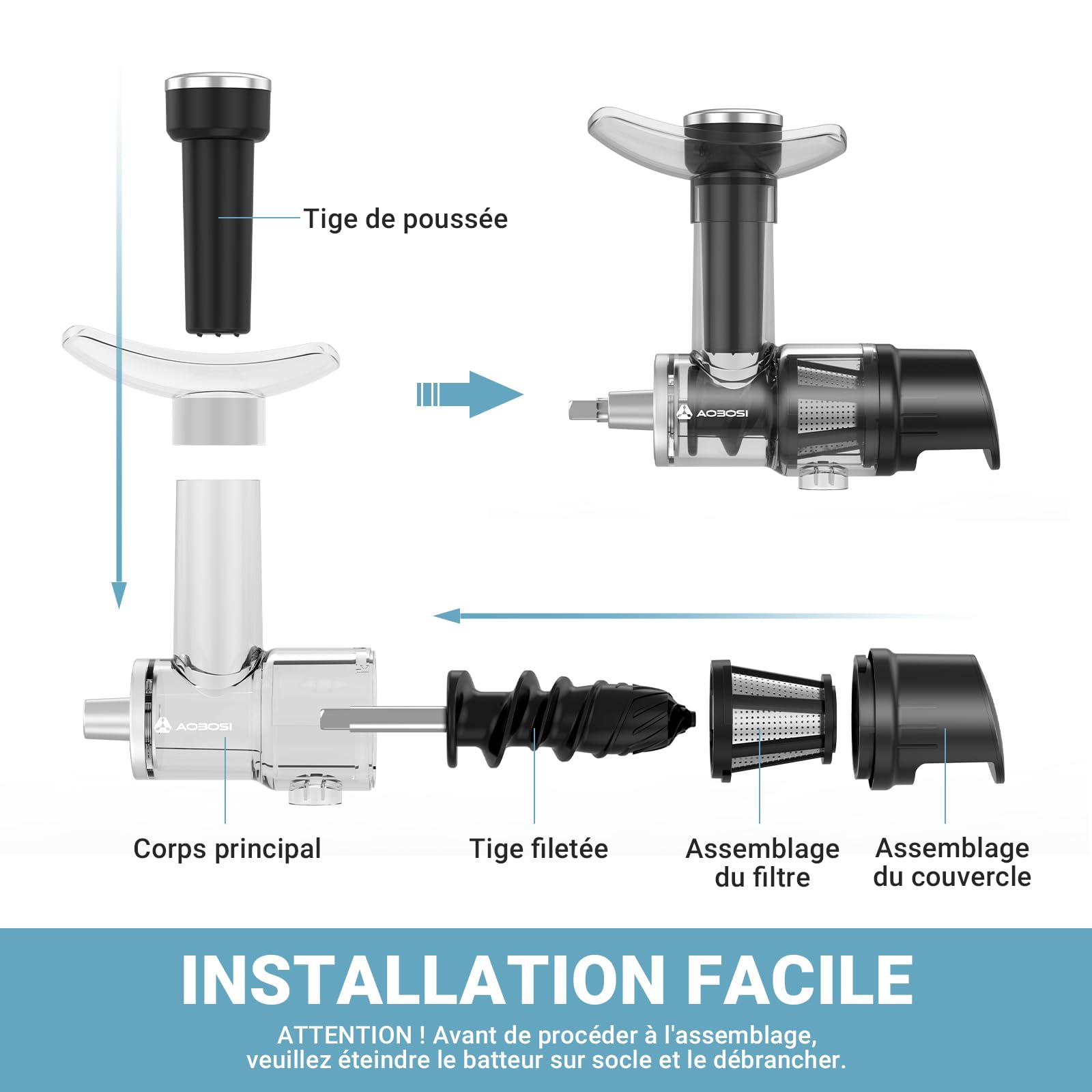 AAOBOSI Accessories pour Extracteur de jus-KitchenAid accessoire pour extracteur de jus de fruits et légumes-KitchenAid Stand Mixer extracteur jus Accessories (Unit not included, Accessories only)