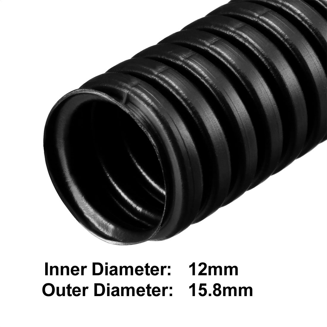 uxcell 6.7 M 12 x 15.8 mm PP Flexible Corrugated Conduit Tube for Garden,Office Black