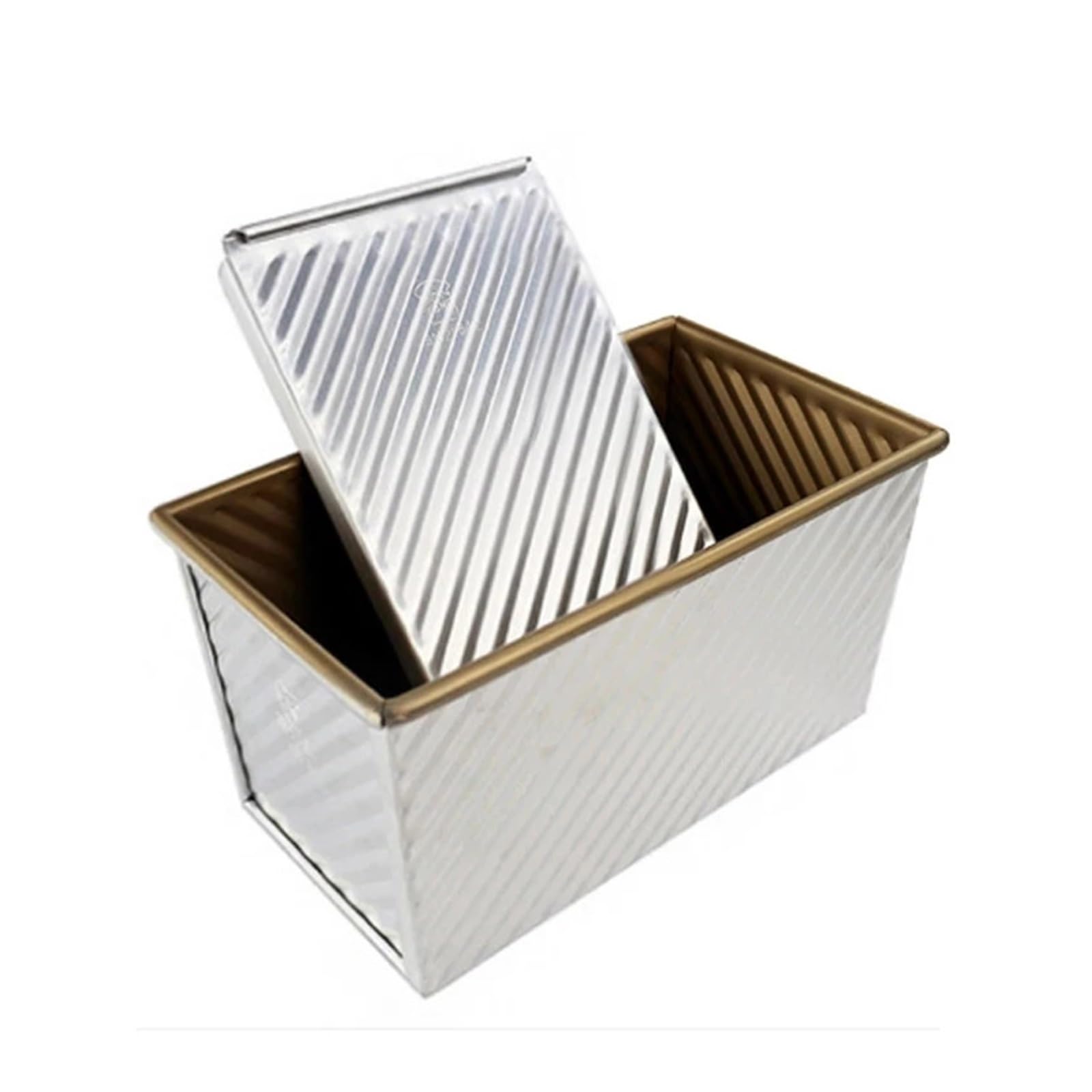 Bandeja de Horno Cajas for Tostadas de aleación de Aluminio, Herramienta for Hornear con Tapa, 450g/750g/900g/1000g, Revestimiento Antiadherente, ondulación Dorada(450g)