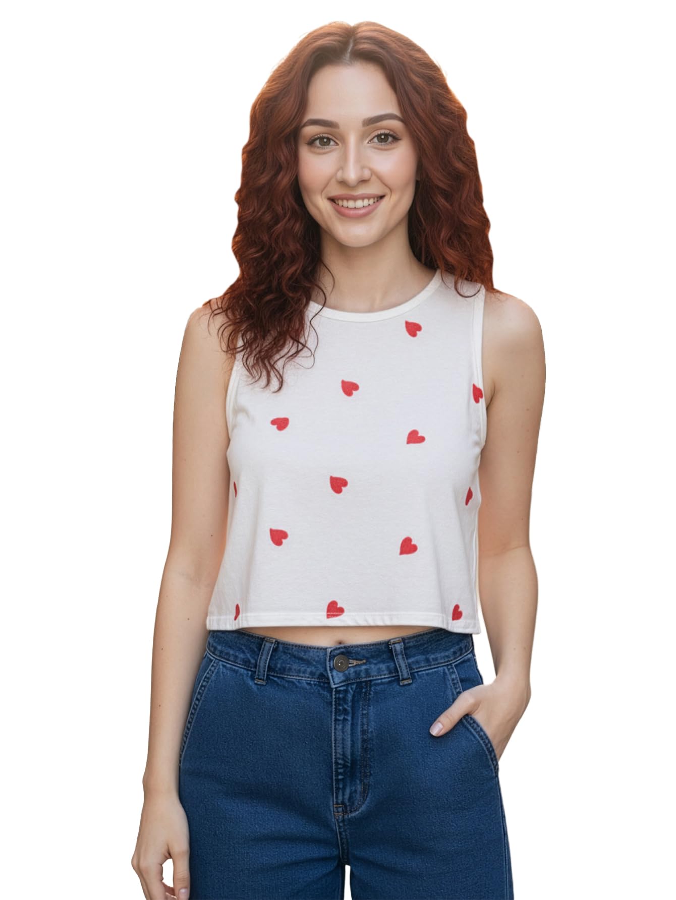 Aahwan Women's 100% Cotton Black Relaxed Fit Solid Flower Embroidery Semi-Sheer Tank Crop Top