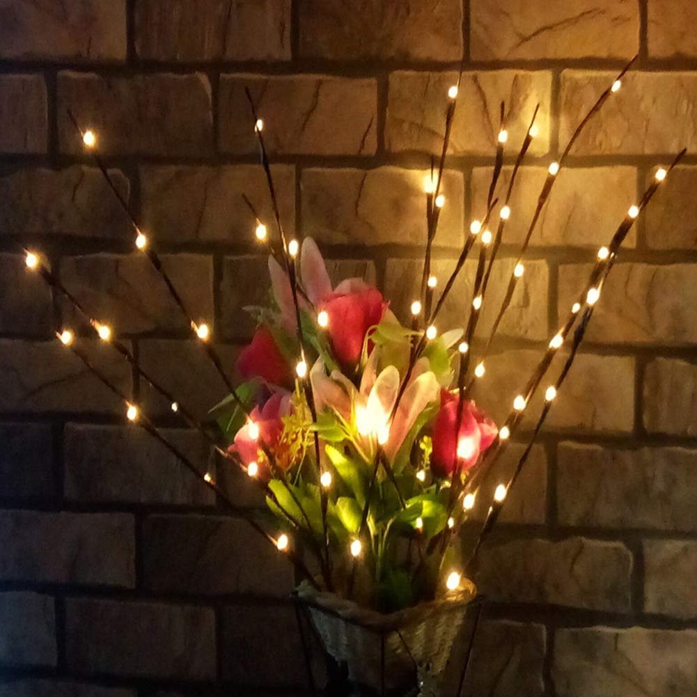 2/4 Stück Zweige Lichter LED Zweige batteriebetrieben, dekorative Lichter Weidenzweige beleuchtete Zweige für Vasen Zuhause Schlafzimmer Dekoration – 76,2 cm 20 LED-Lichter 4 Pack warmweiß