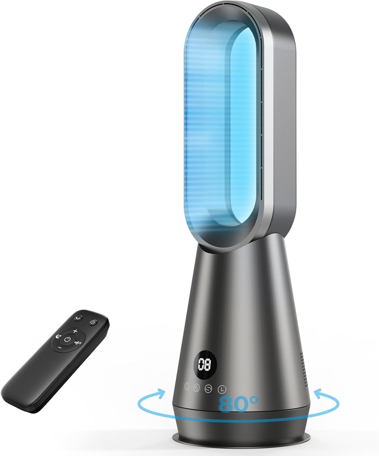 Tower Fan for Bedroom - 22 inch Bladeless Fan, 8 Speeds, 9H Timer, LED Display, Cooling Fans Quiet Standing Floor Fan Powerful for Indoor Home Office Room