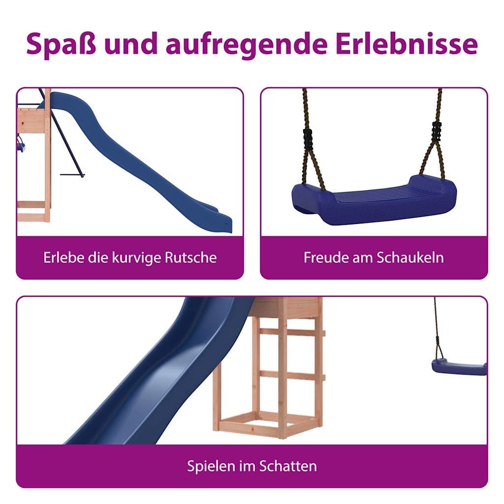 vidaXL Spielturm, Klettergerüst mit Rutsche Schaukel, Kinder Kletterturm mit Holzdach, Spiel-Zubehör für Garten, Holz Spielplatz, Massivholz Douglasie