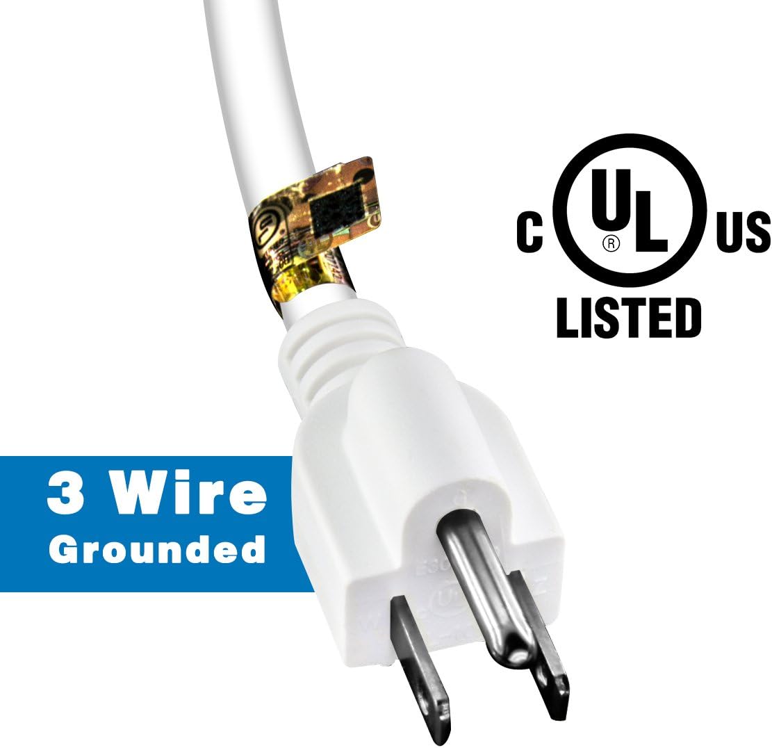 25-Feet 3 Outlet Extension Cord, Kasonic UL Listed, 16 / 3 SJTW 3-Wire Grounded, 13 Amp 125 V 1625 Watts, Multi-Outlet Indoor/Outdoor Use (25FT) - - 