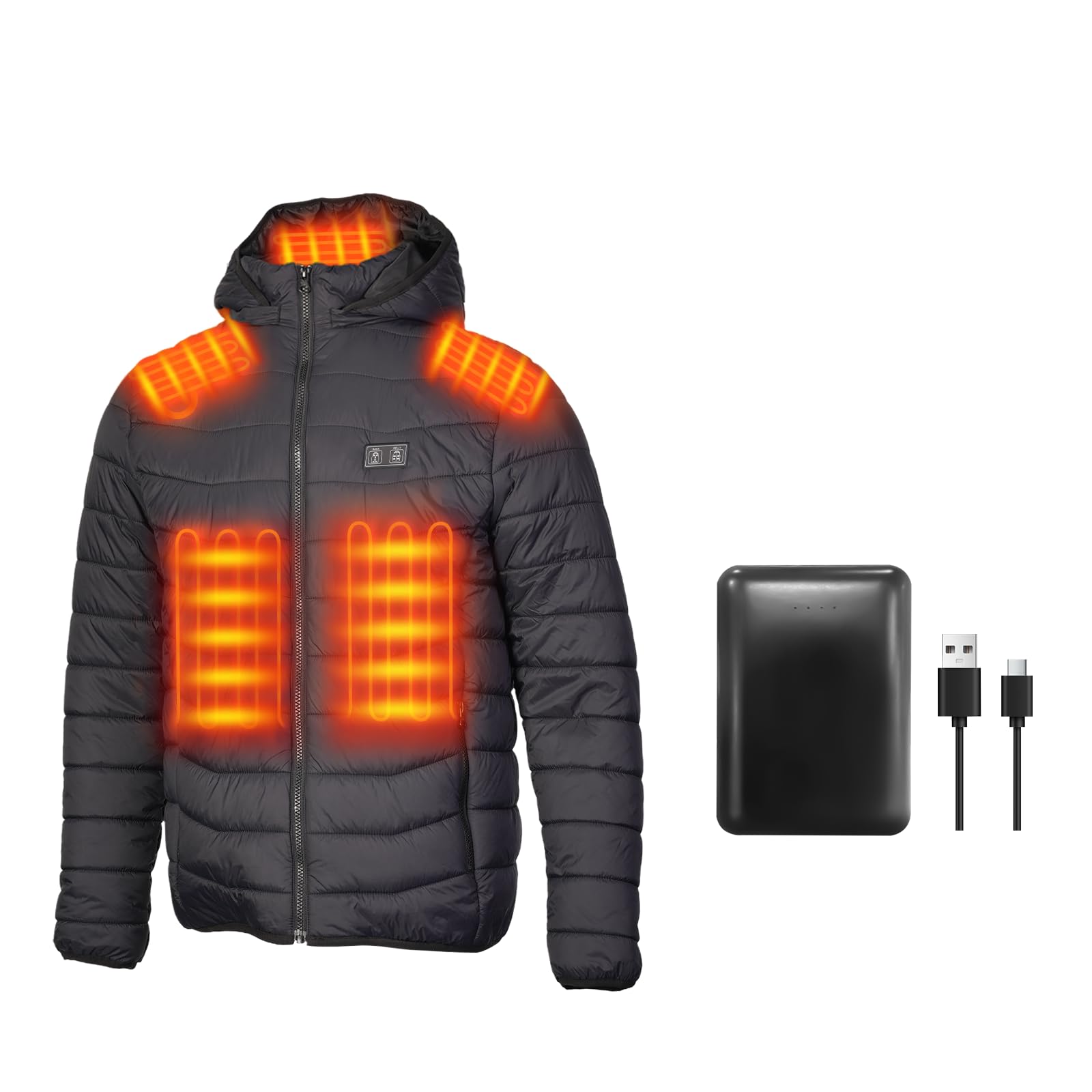 Rrtizan Gilet Riscaldato Uomo con Batteria 10000mAh, Giubbotto Riscaldanto con 15 Zone e 3 Livelli Temperatura, Impermeabile Antivento per Giubbotto Moto, Ciclismo, Pesca