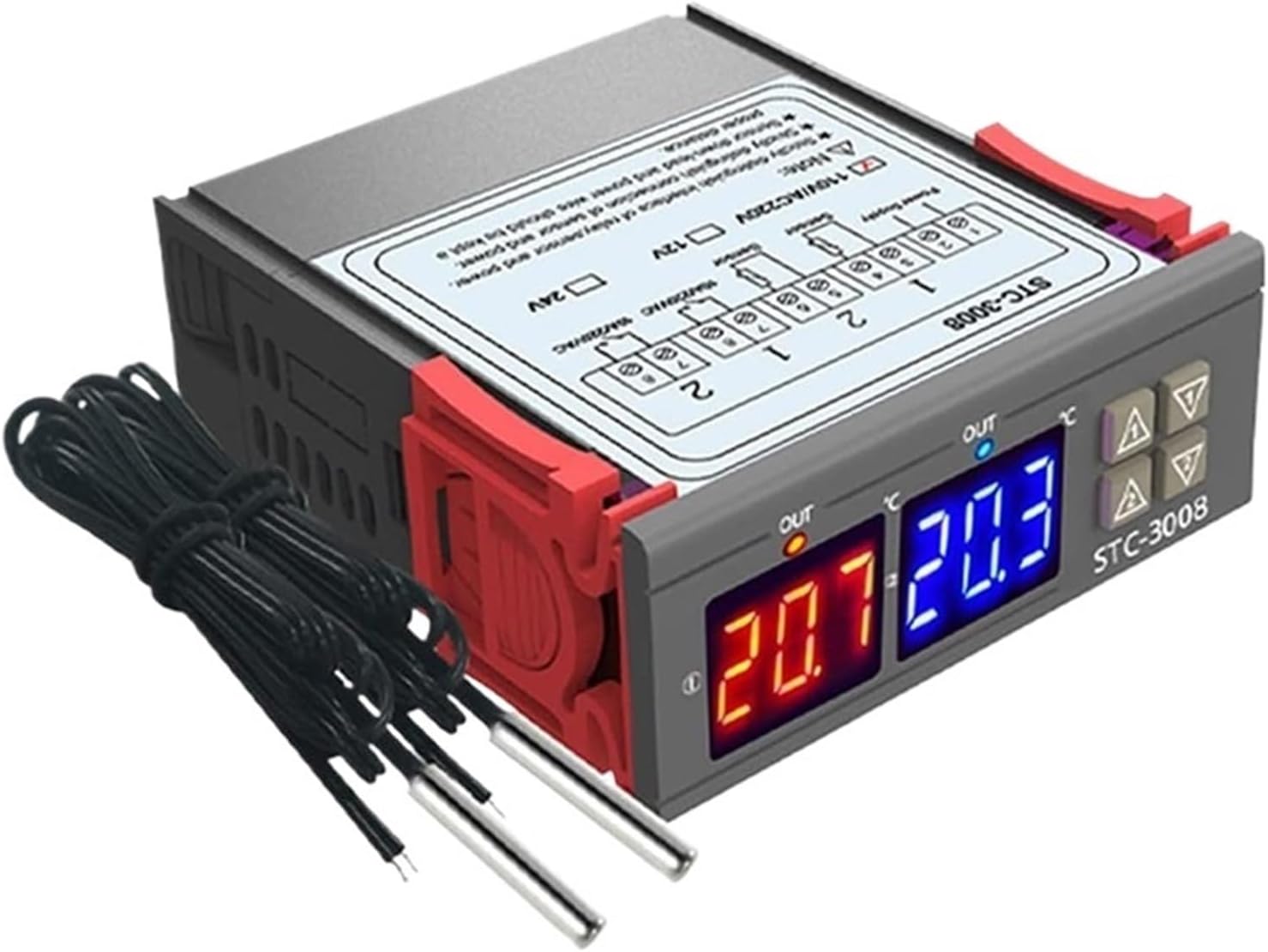 1Pcs Digital Temperature Controller STC-3008 Incubator Thermostat Dual Display NTC Sensor Temperature Regulator DC12V 24V AC110-220V(STC-3008 AC110-220V)