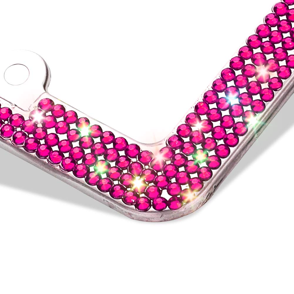 2PCS Bling Car License Plate Frame, Sparkly Rhinestone Stainless Steel License Plate Cover Holder Universal Cars Suvs Vehicles Screw Set Auto Accessor - View #13