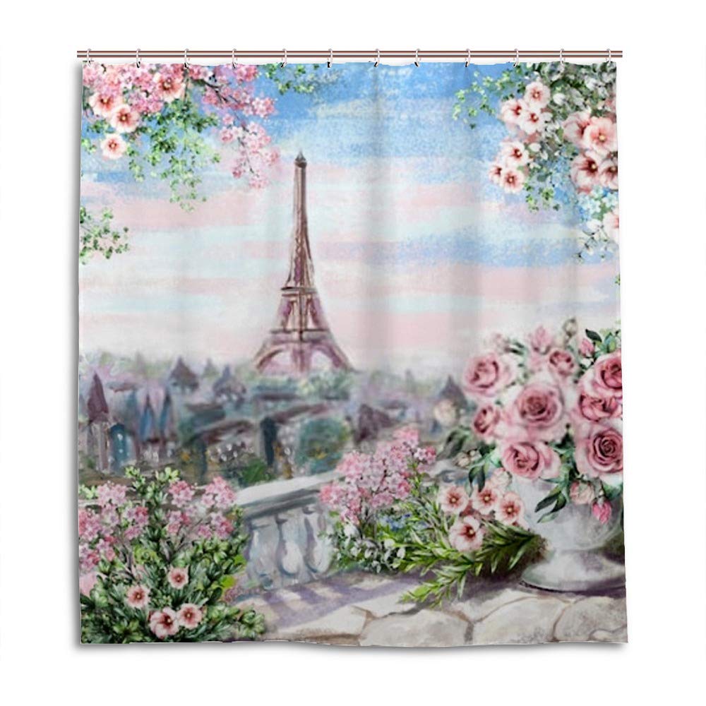 Rideau de douche en tissu polyester de qualité supérieure motif paysage artistique