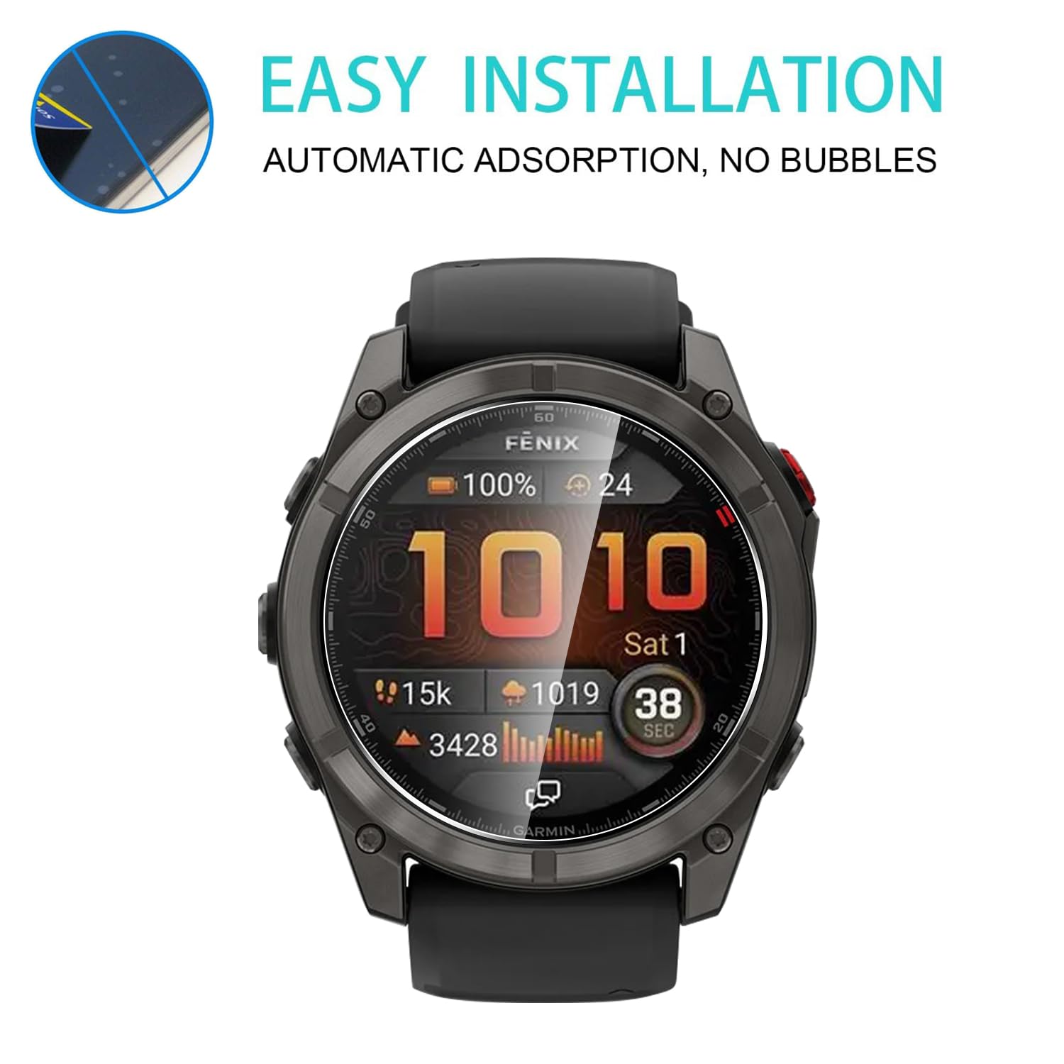 5 sztuk szkła hartowanego do Garmin Fenix 8 51 mm/Fenix 8 Pro 51 mm/Fenix 7x/Fenix 7x Pro, bez pęcherzyków i zadrapań, ochrona ekranu do Garmin Fenix 8 Pro 51 mm, łatwa instalacja