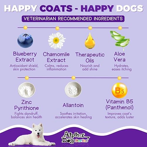 Miniatura 4 de Alpha Dog Series Champú y acondicionador natural para perros con aloe vera pH equilibrado champú para perros sin desgarros hidratante para piel