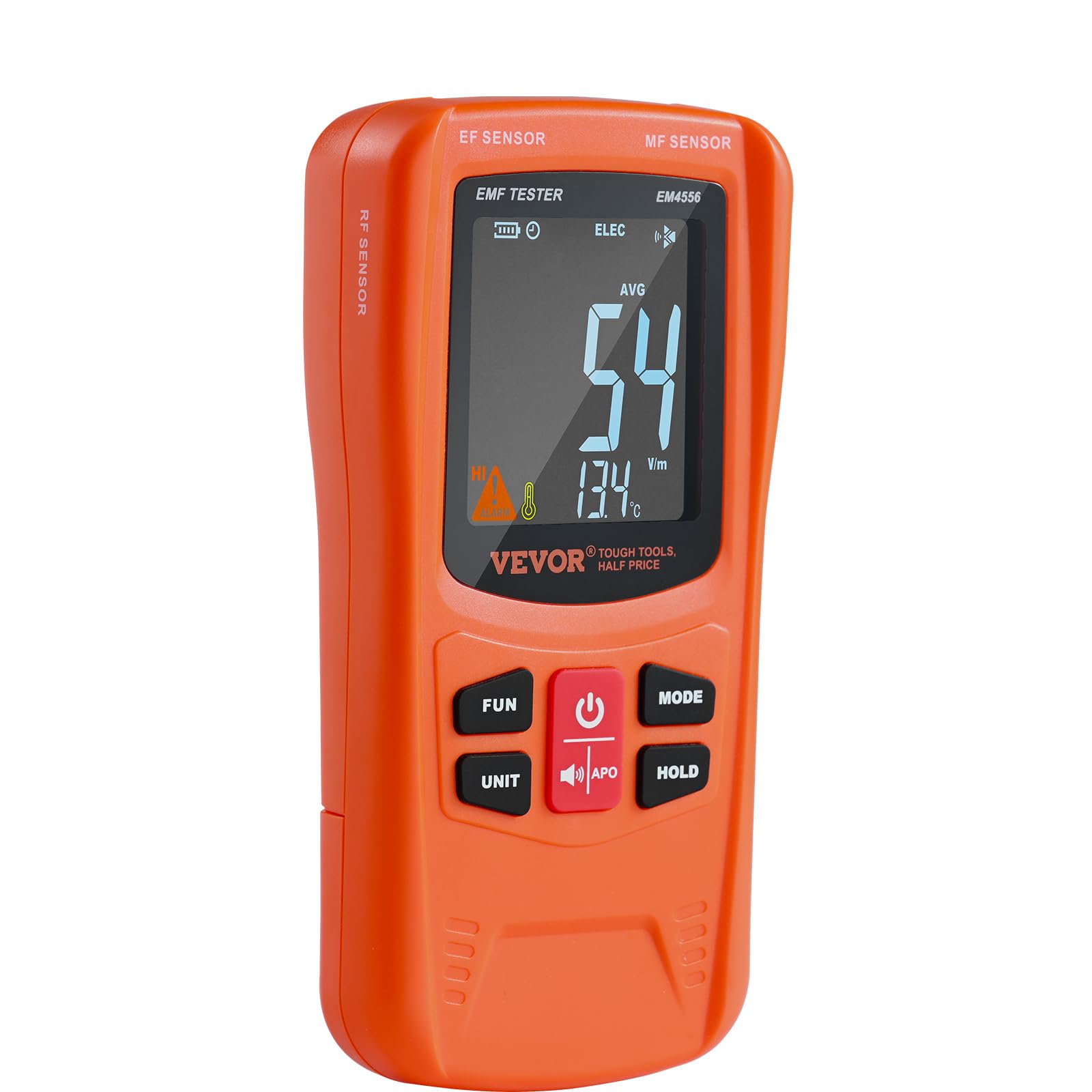 VEVOR Misuratore EMF 5Hz-6GHz, rilevatore di radiazioni di campo elettromagnetico ricaricabile portatile, tester EMF digitale LCD per ispezioni domestiche EF MF RF