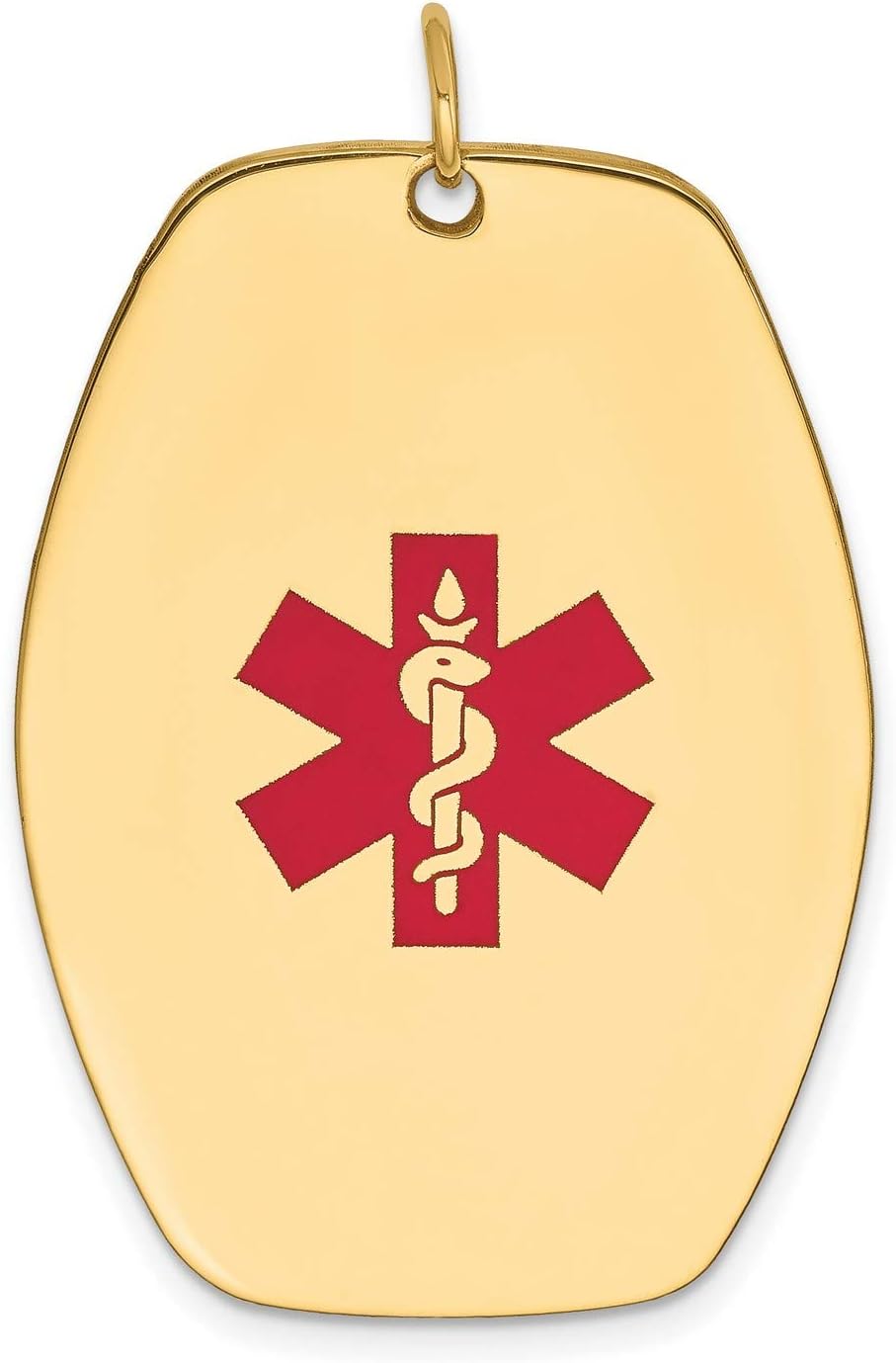 14k Yellow Gold Medical Alert Pendant with Red Star of Life and Rod of Asclepius Symbol, Unisex Necklace for Health Awareness, Emergency ID Tag, Safety Jewelry, Daily Wear Medical Charm 36 mm x 27 mm