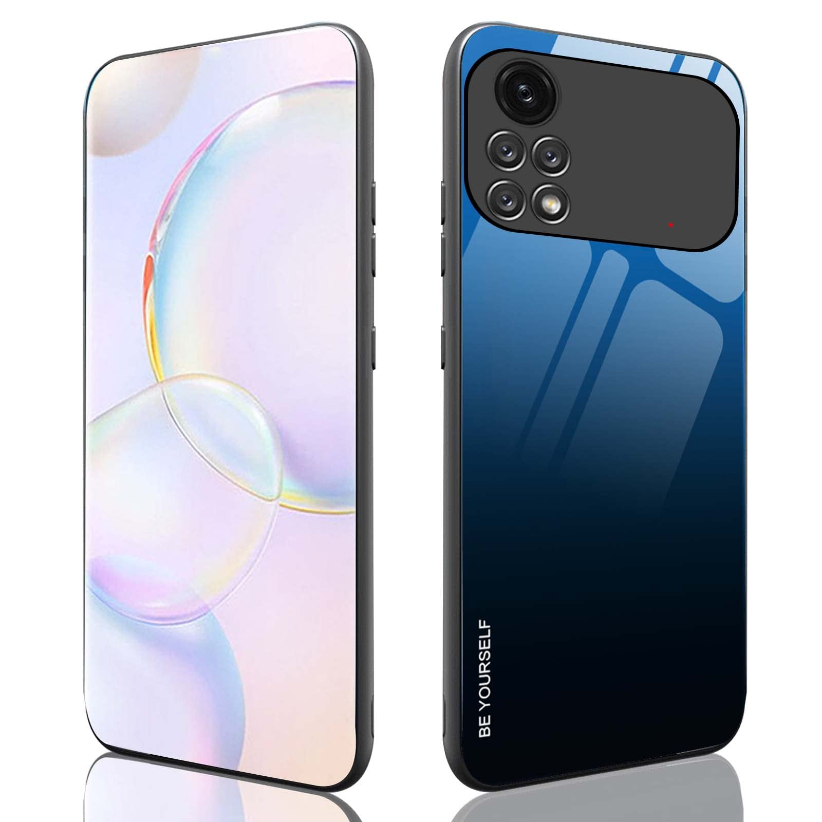 Custodia ILING Per Xiaomi Poco M4 Pro 4G – Cover In Vetro Temperato Colorato E Paraurti In TPU, Ultrasottile Antiurto Con Airbag (Rosso Fuoco) - 5