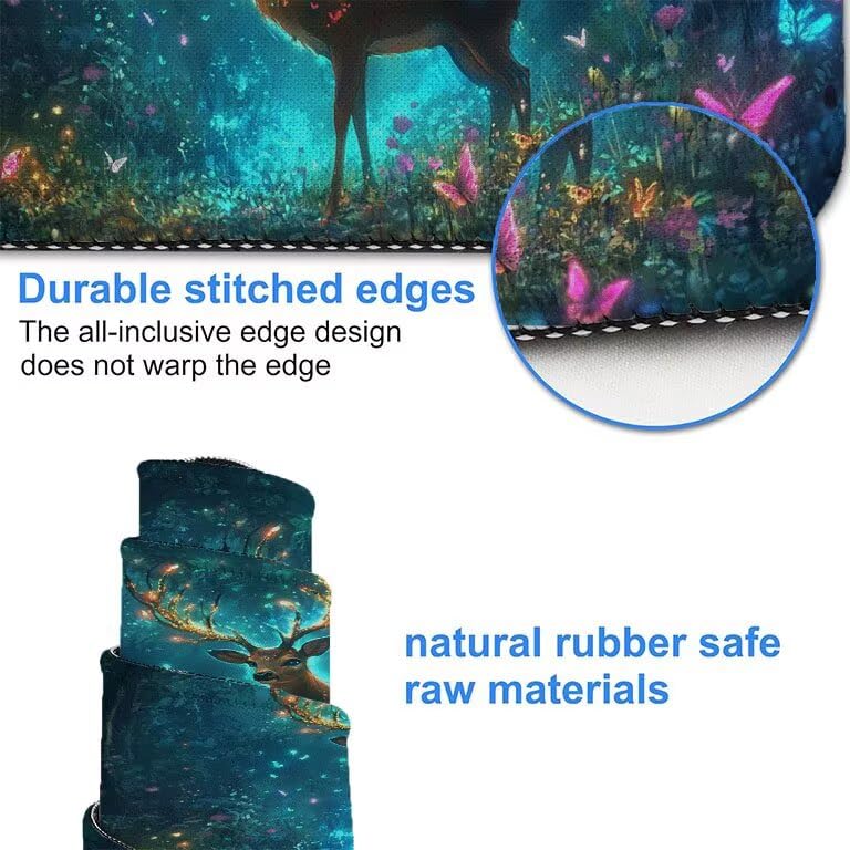 Mouse pad XXL imperméable avec bords cousus et cerf - 4