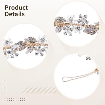 Gold Headband Bridal, Floral Design For Weddings, Crystal, Metal